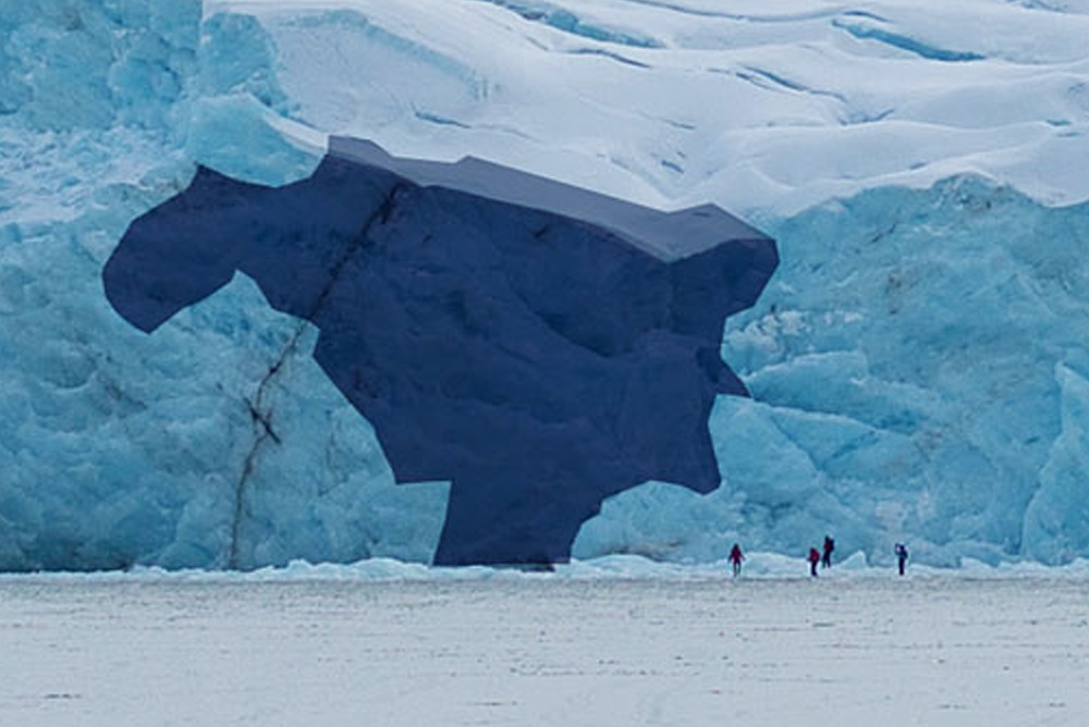 Portage Glacier calving overlay